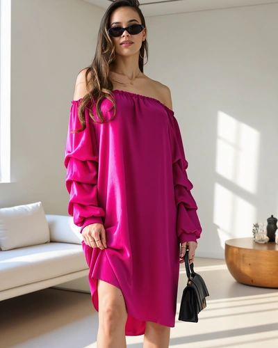 Royalfashion Gładka damska sukienka a'la hiszpanka z falbankami