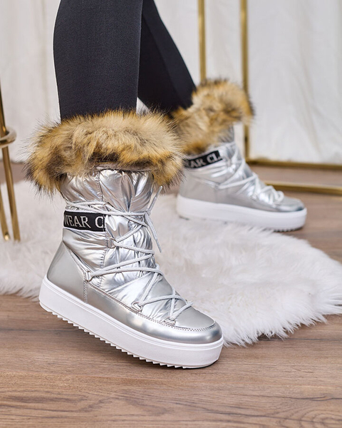 Royalfashion Сліпони сріблясті а-ля снігоступи жіночі Gomllo