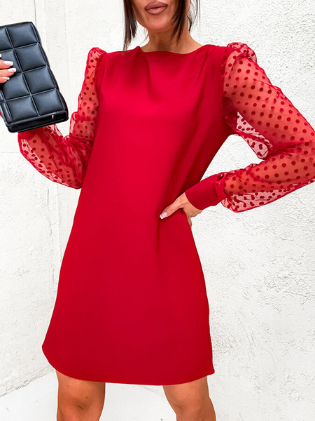 Royalfashion  Klasyczna damska sukienka do kolana w kolorze czerwonym
