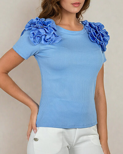 Royalfashion Dopasowana damska prążkowana bluzka