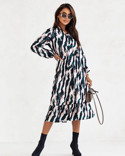 Royalfashion Damska sukienka midi z printem