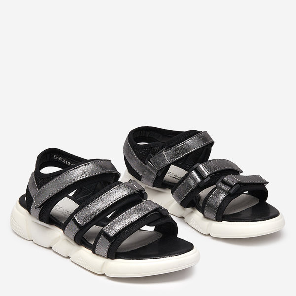 Royalfashion Dziewczęce sandałki zapinane na rzepy w kolorze grafitowym Mumin