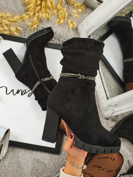 Жіночі ботильйони еко замшеві на підборах-стовпчику RuneFlicker