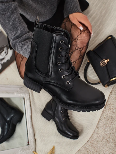 Еко шкіряні шнуровані ботильйони жіночі Oslynne