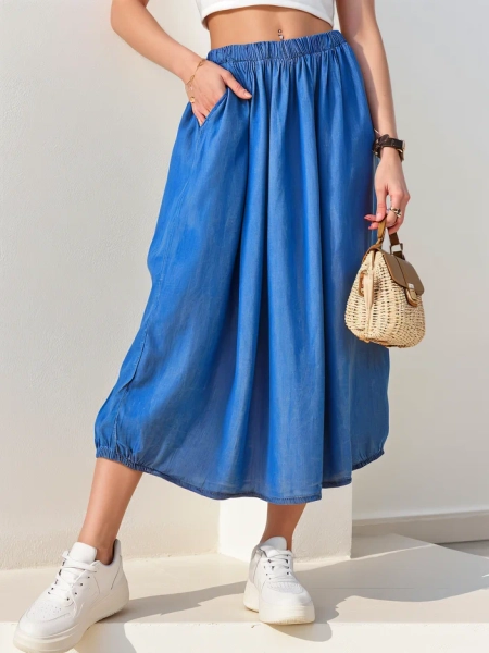 Royalfashion Damska spódnica midi a'la jeansowa