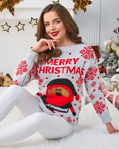 Royalfashion Damski świąteczny sweter z mikołajem