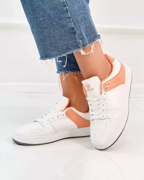 Royalfashion Biało- pomarańczowe damskie buty sportowe Elevace