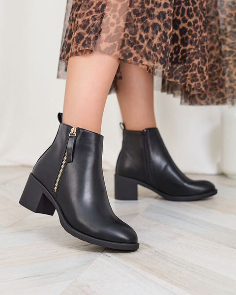 Royalfashion Чорні жіночі черевики з екошкіри на низькій шпильці Rejerry