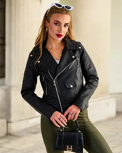 Royalfashion Kurtka damska typu ramoneska z eko skóry