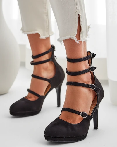 Royalfashion Damskie czółenka na słupku z paseczkami Celose