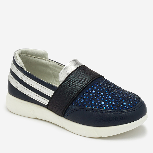Royalfashion Granatowo - czarne dziecięce tenisówki slip - on Ciarala