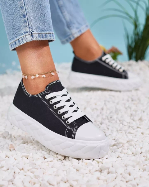 Royalfashion Czarne damskie trampki Merija