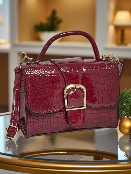 Lakierowana Mała damska torebka z eko skóry Orlina