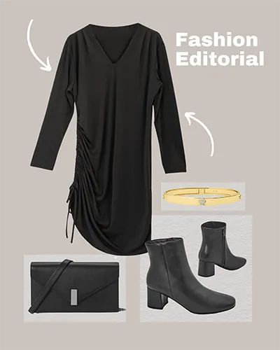 Royalfashion Damska długa sukienka z marszczeniem