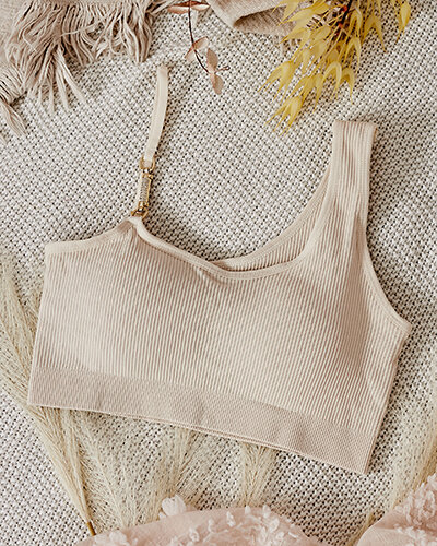 Royalfashion Damski biustonosz prążkowany z ozdobnym ramiączkiem