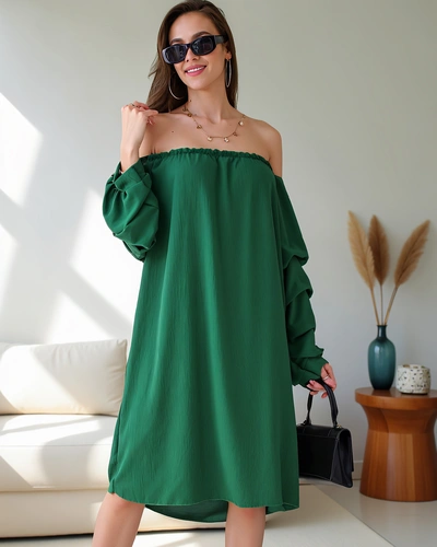 Royalfashion Gładka damska sukienka a'la hiszpanka z falbankami