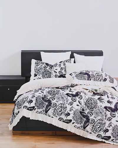 Royalfashion Wzorzysta pościel z falbanką 160x200 komplet 3 CZĘŚCI