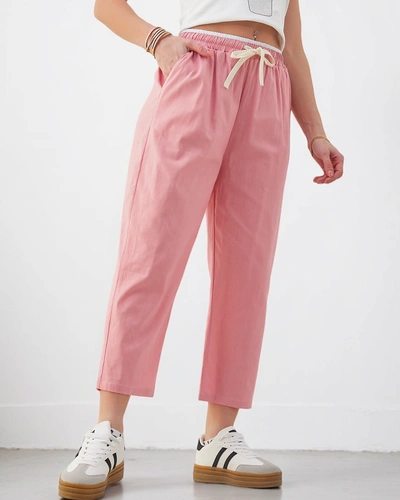 Royalfashion Жіночі бавовняні широкі штани з зав'язками