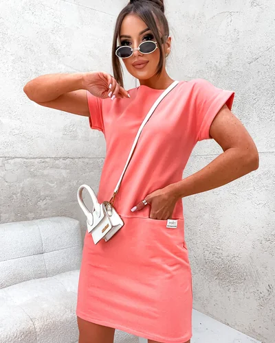 Royalfashion Bawełniana damska sukienka tkaninowa