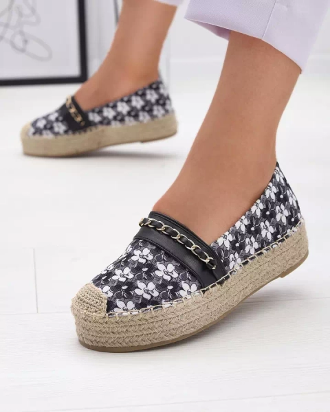 Royalfashion Czarne espadryle w kwiaty Azzaxi