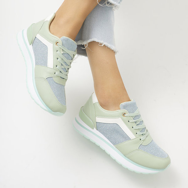 Royalfashion Zielone damskie sportowe sneakersy z brokatem Berilan