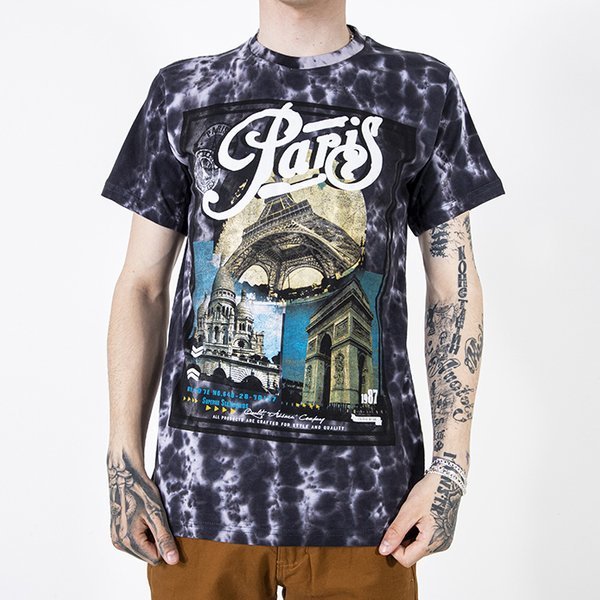 Royalfashion Czarna bawełniana koszulka męska z printem