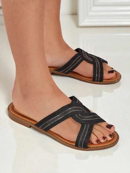 Royalfashion Damskie klapki plecione Woven Breeze