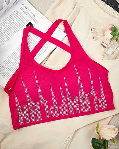 Royalfashion Damski biustonosz sportowy z cyrkoniami