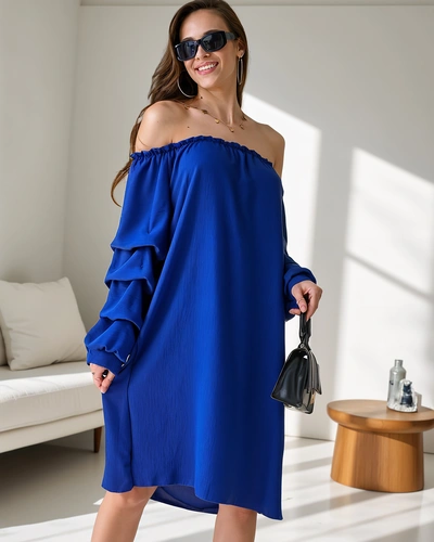 Royalfashion Gładka damska sukienka a'la hiszpanka z falbankami