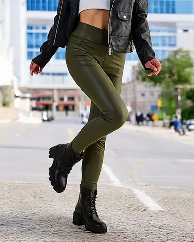 Royalfashion Damskie eko-skórzane legginsy