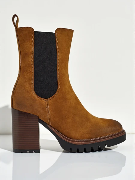 Botki damskie eko skórzane na słupku Soreya