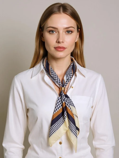 Apollonia elegancki szalik damski z poliestru 69x66 cm – biały/czarny