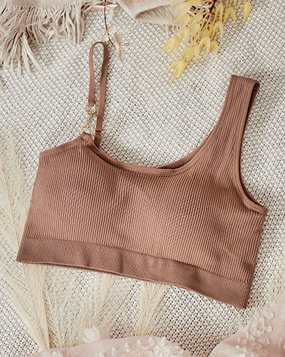 Royalfashion Damski biustonosz prążkowany z ozdobnym ramiączkiem