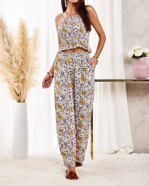 Жіночий комплект з візерунком Royalfashion бежевий