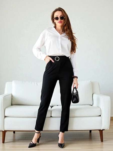 Pantaloni Bella Melodia w Kolorze Czarnym