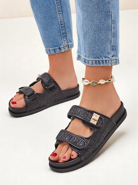 Royalfashion Klapki damskie z plecionką Delibeli