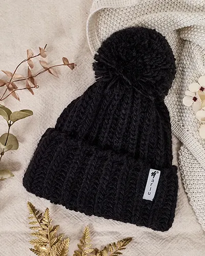 Royalfashion Damska dzianinowa czapka z pomponem
