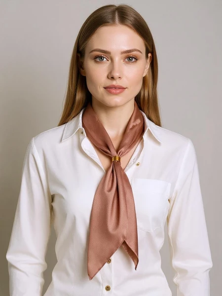 Apollonia Ciemnobrązowa Apaszka Damska z Poliestru Satynowego 69x66 cm