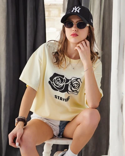 Royalfashion Bawełniany damski t-shirt Rose Flower