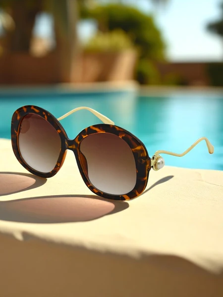 Royalfashion Okulary przeciwsłoneczne z ozdobnymi nausznikami Glam Shine