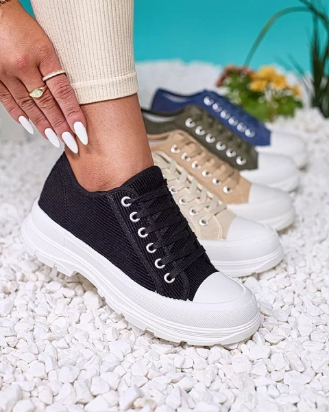 Royalfashion Czarne damskie trampki na platformie Spollero