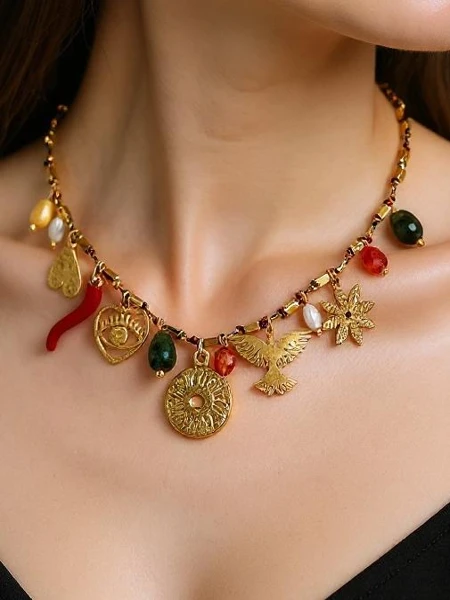 Намисто Atena Charm Collana – золоті амулети з мотивами старовини
