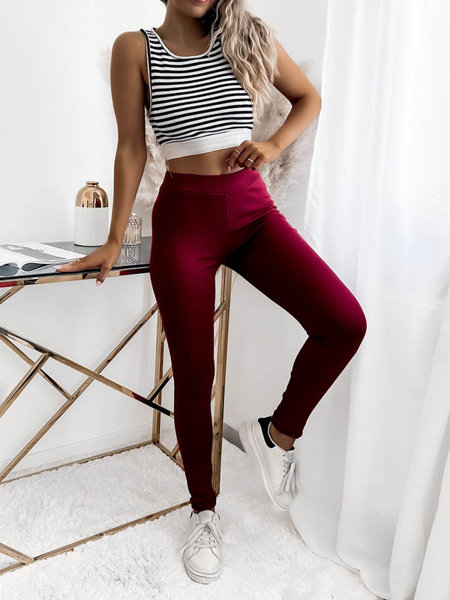 Royalfashion Legginsy damskie w kolorze bordowym