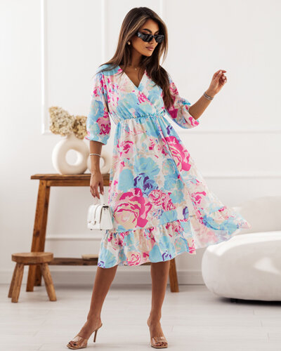 Royalfashion Damska sukienka midi z oryginalnym wzorem