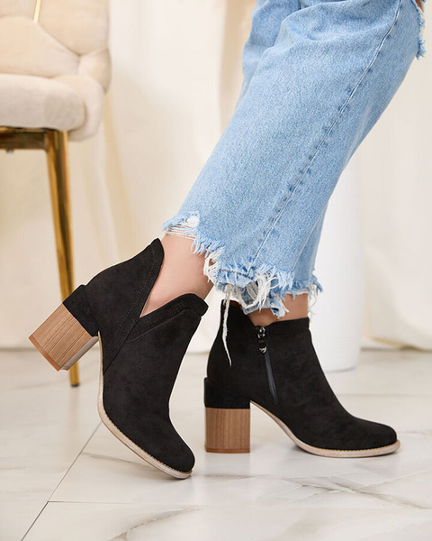 Royalfashion Czarne botki na kwadratowym obcasie Lemere