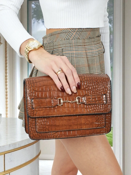 Lakierowana mała damska torebka z eko skóry Lunisse