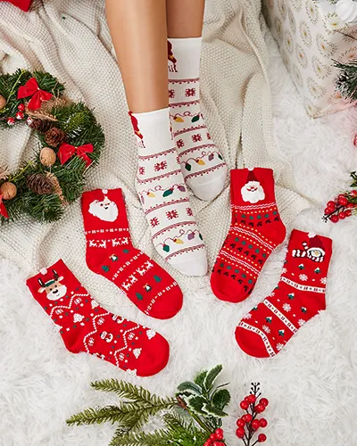 Royalfashion Damskie długie świąteczne skarpety 5/pak