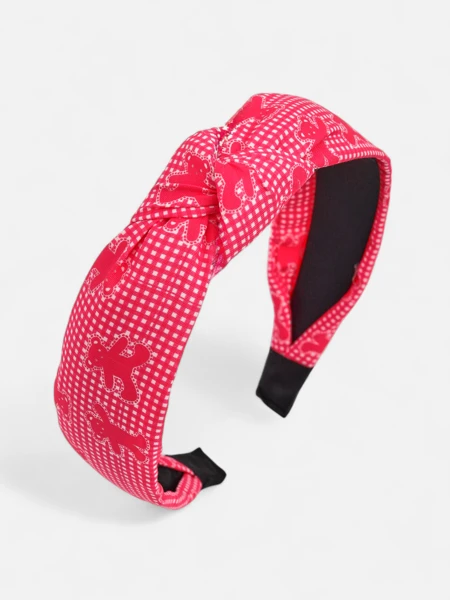 Royalfashion Opaska do włosów z pleceniem w kratkę i misie