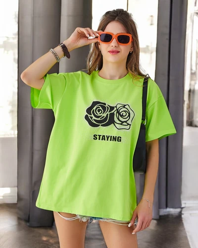 Royalfashion Bawełniany damski t-shirt Rose Flower