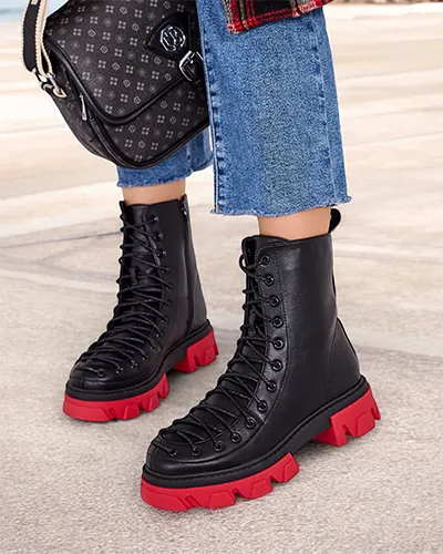 Royalfashion Botki damskie sznurowane Xorri